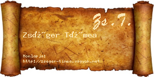Zséger Tímea névjegykártya